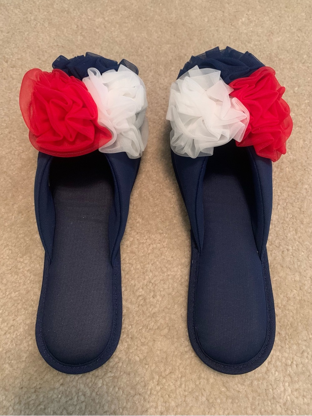 VTG NEW Glamour Skuffs By Madye’s Slippers Boudoir Size 5-6 w/ box Patriotic